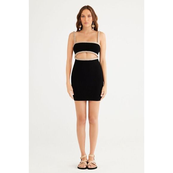 Rumer The Label Riviera Mini Dress Black textured knit size small NWT $399 - Picture 2 of 9